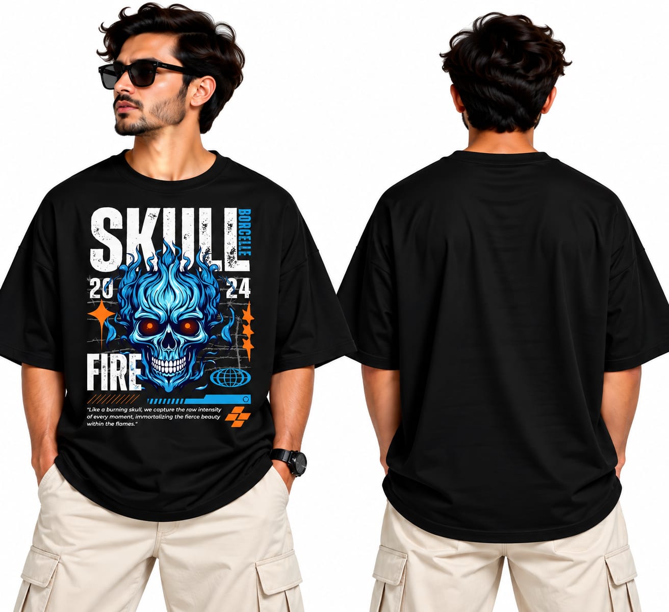 Skull Fire Oversize Tshirt