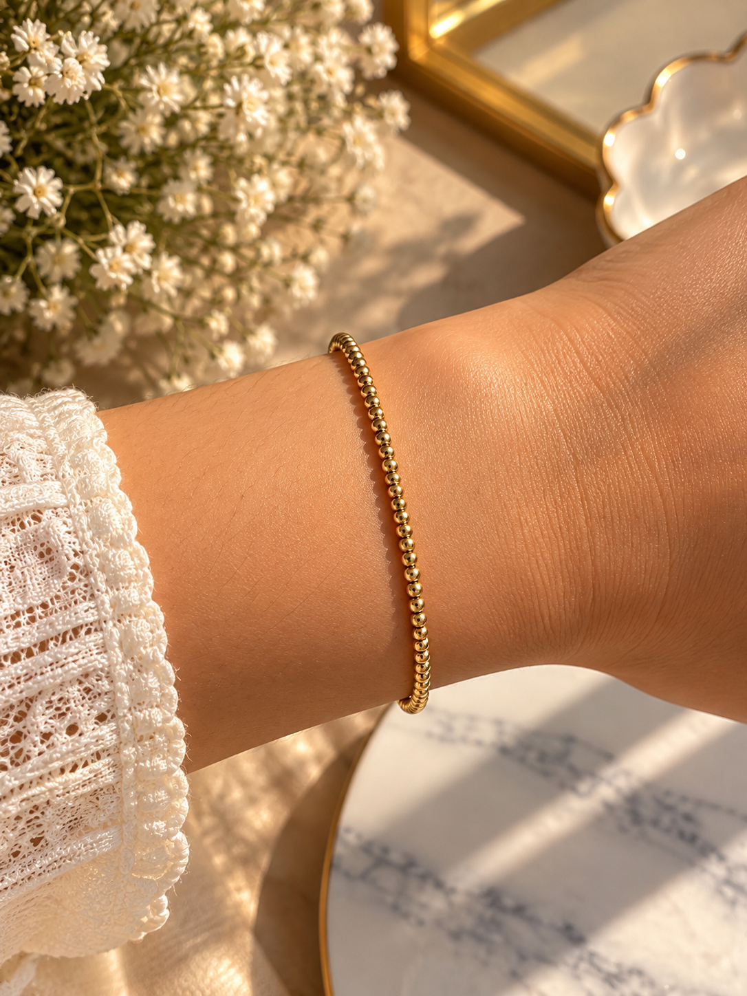 LAX_Golden Bead Bracelet for Women