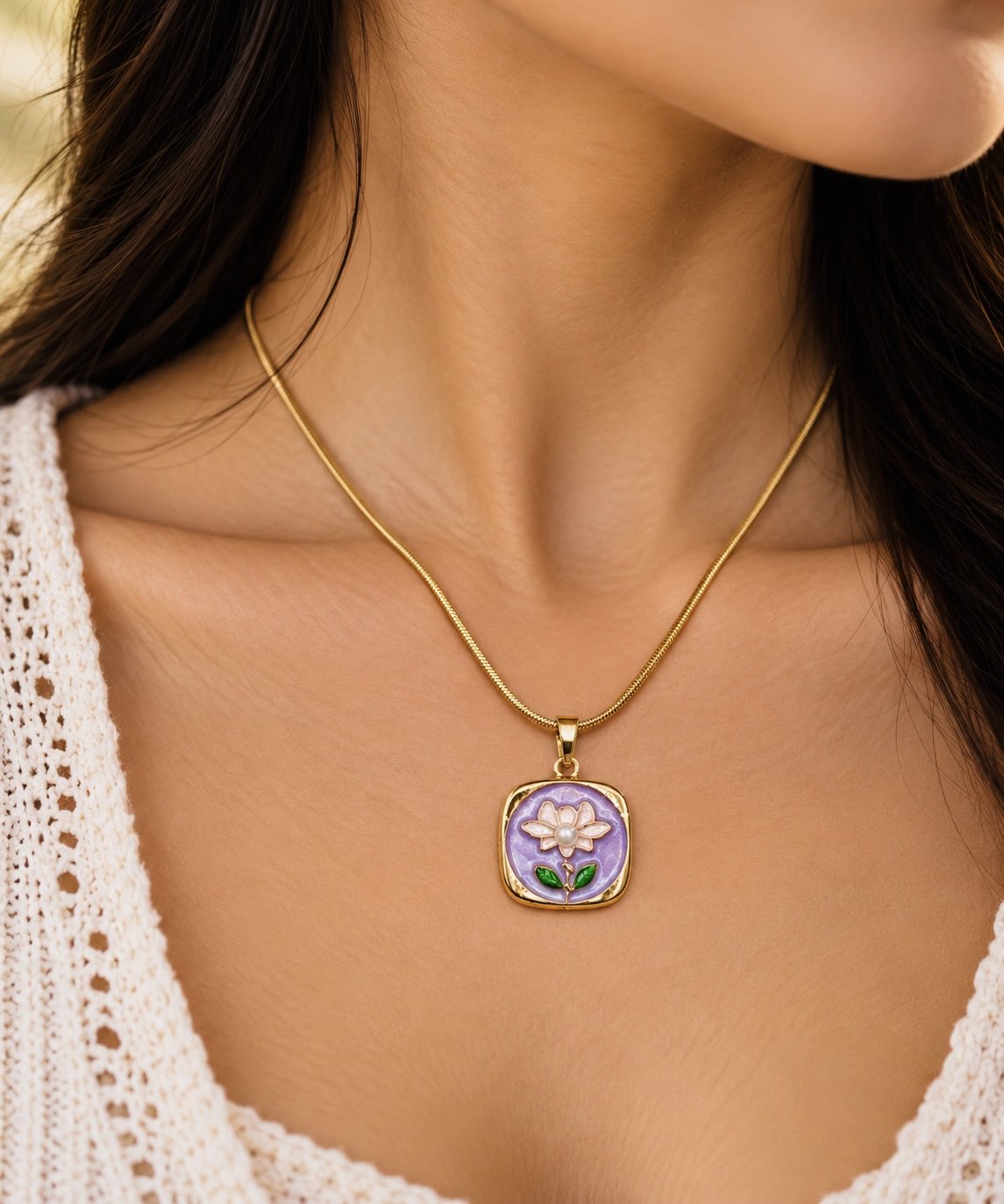LAX_Lavender Bloom Pendant Necklace for Women