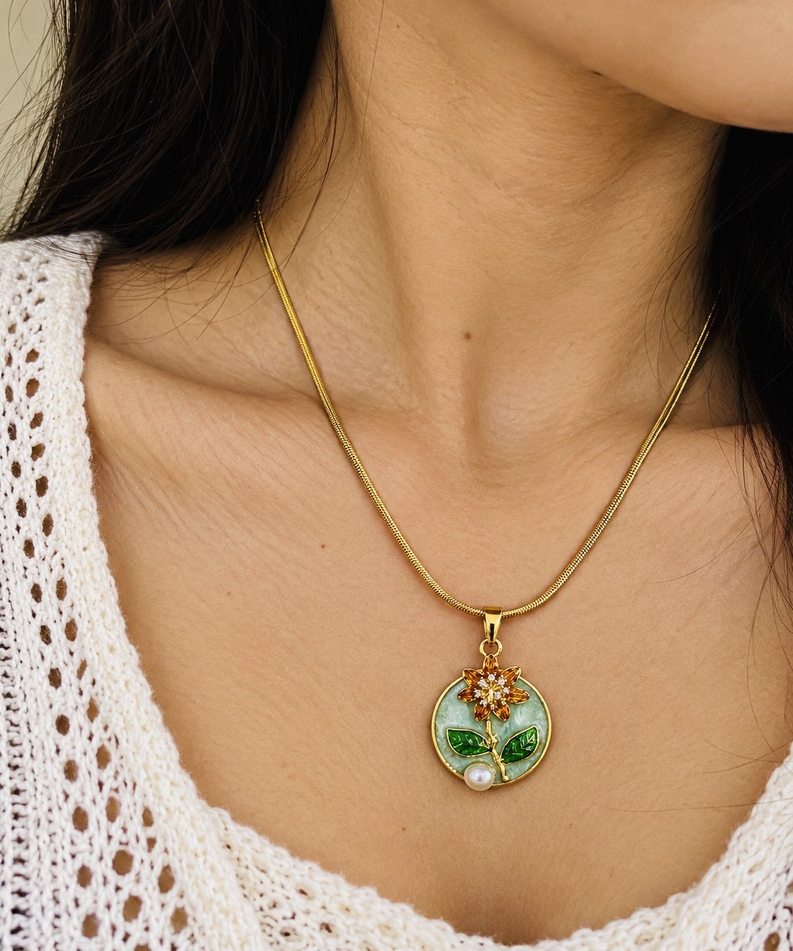 LAX_Blooming Garden Pendant Necklace for Women