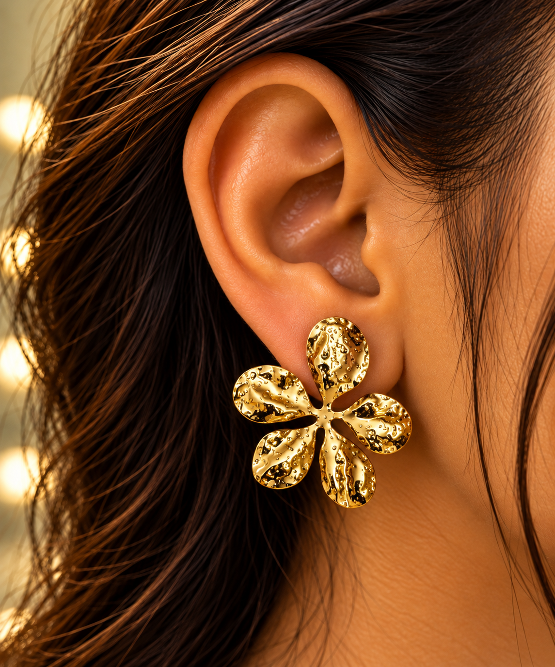 LAX_Golden Petal Bloom Earrings for Women