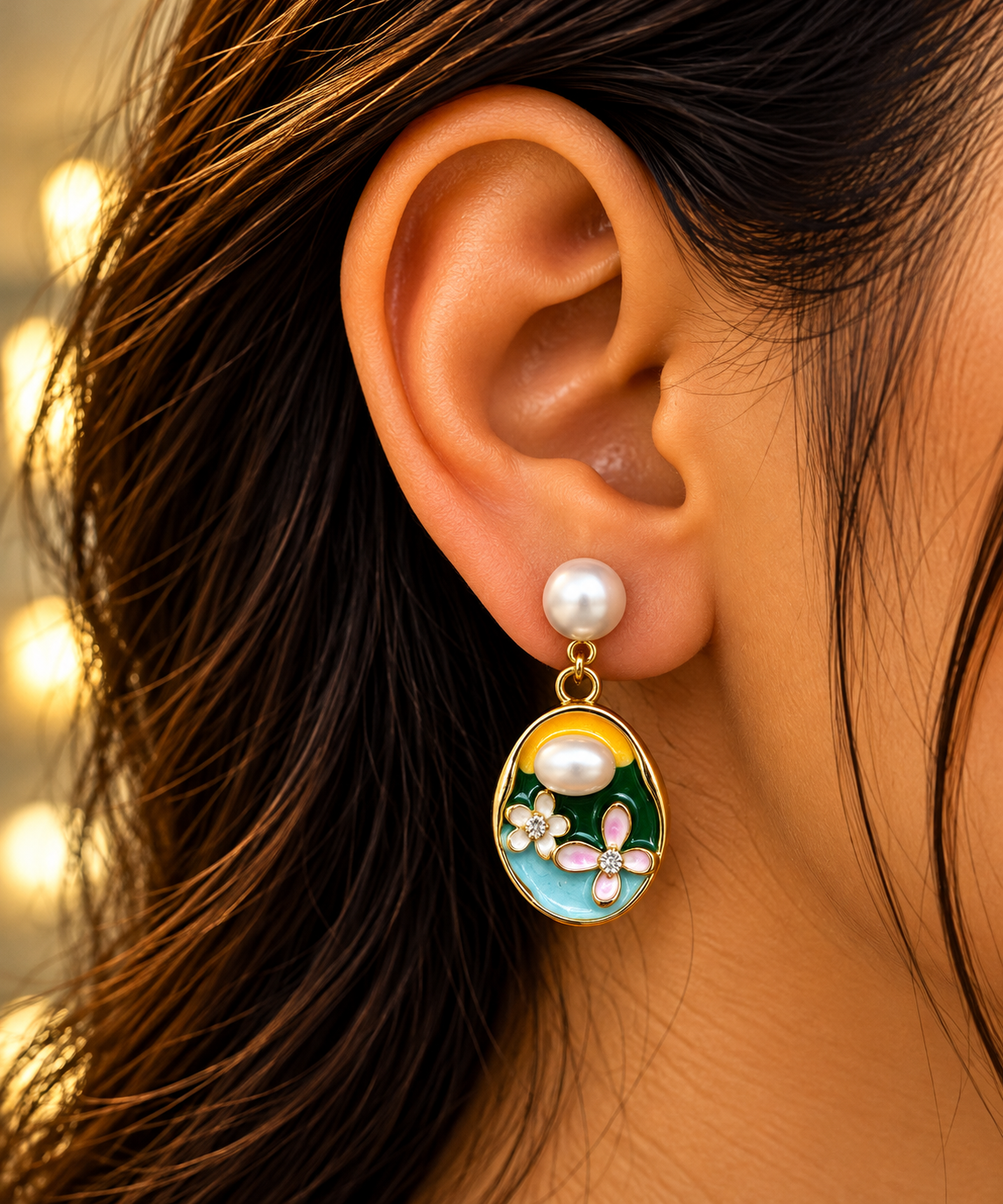 LAX_Enchanted Garden Pearl Drop Earrings for Women