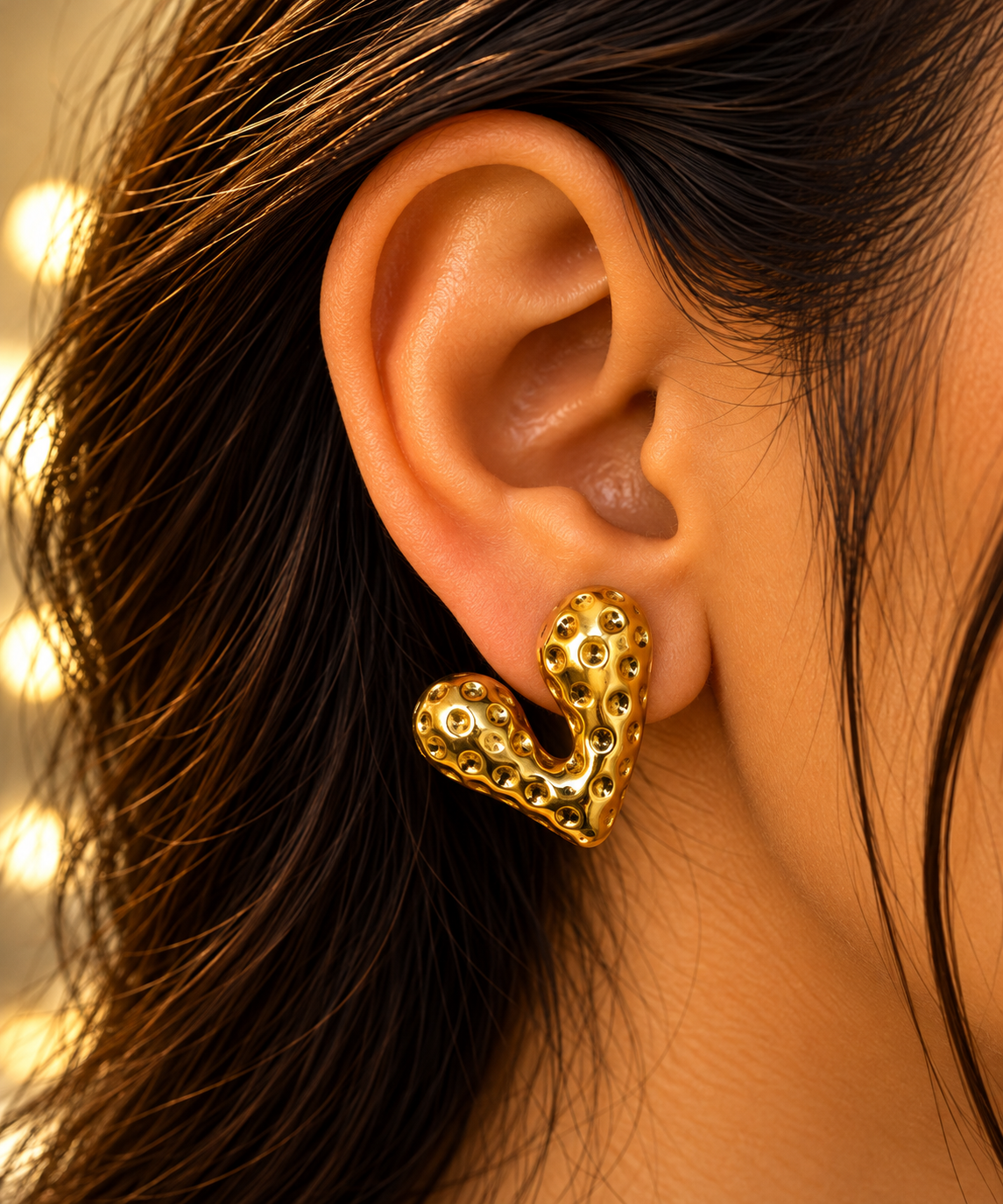 LAX_Dimpled Heart Stud Earrings for Women