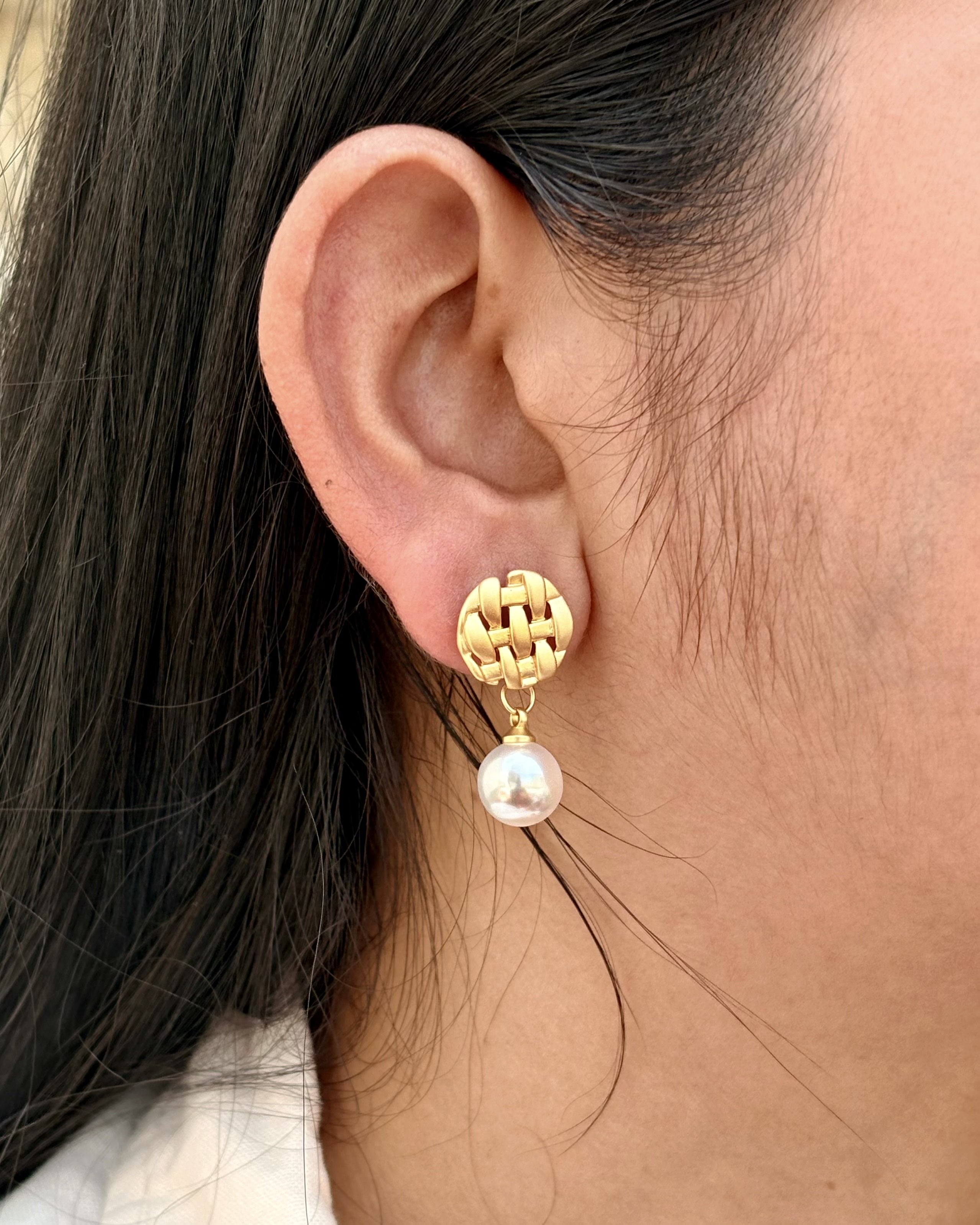LAX_Pearl Weave Drop Earrings for Women