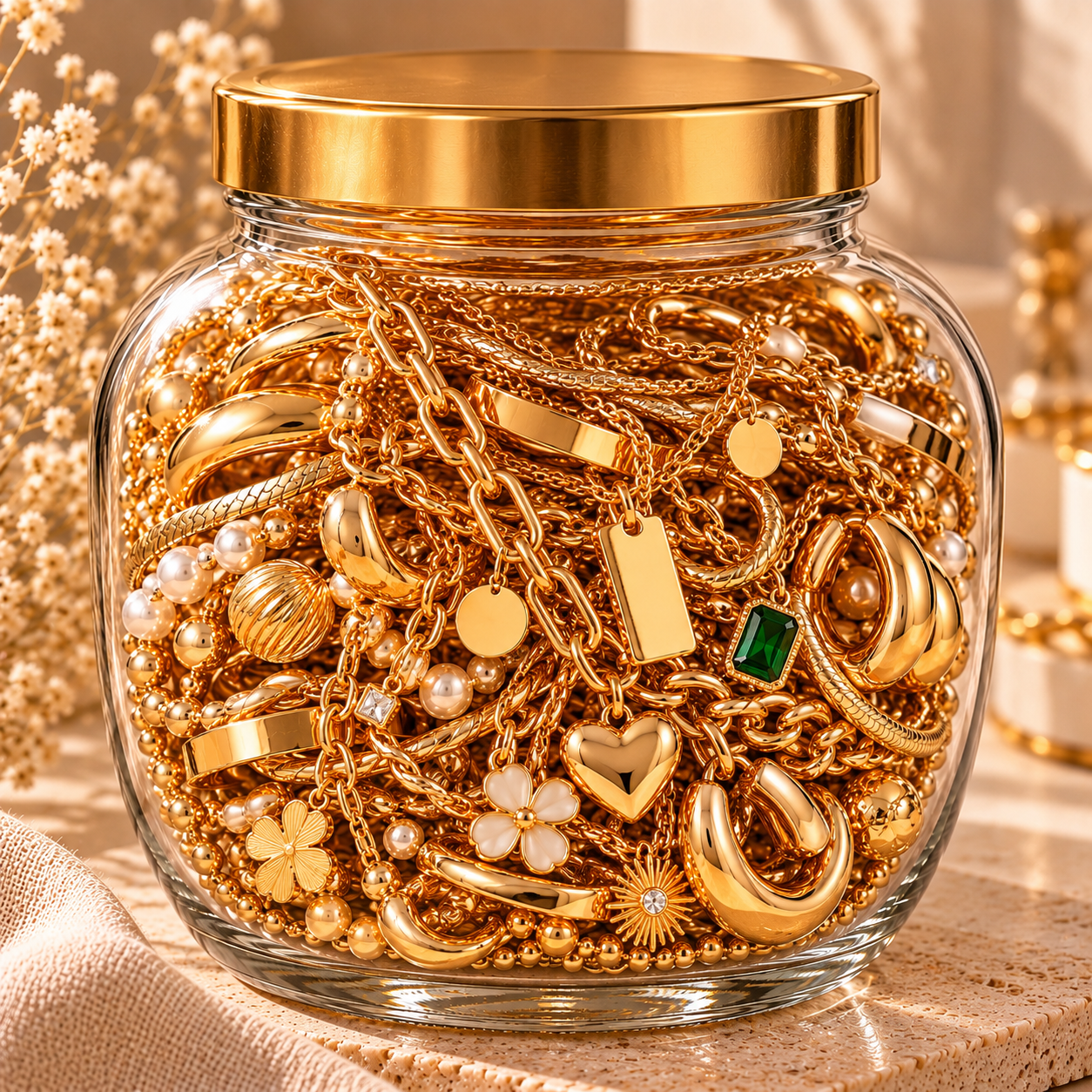 LAX The Jumbo Golden Treasure Mystery Jewellery Jar for Women