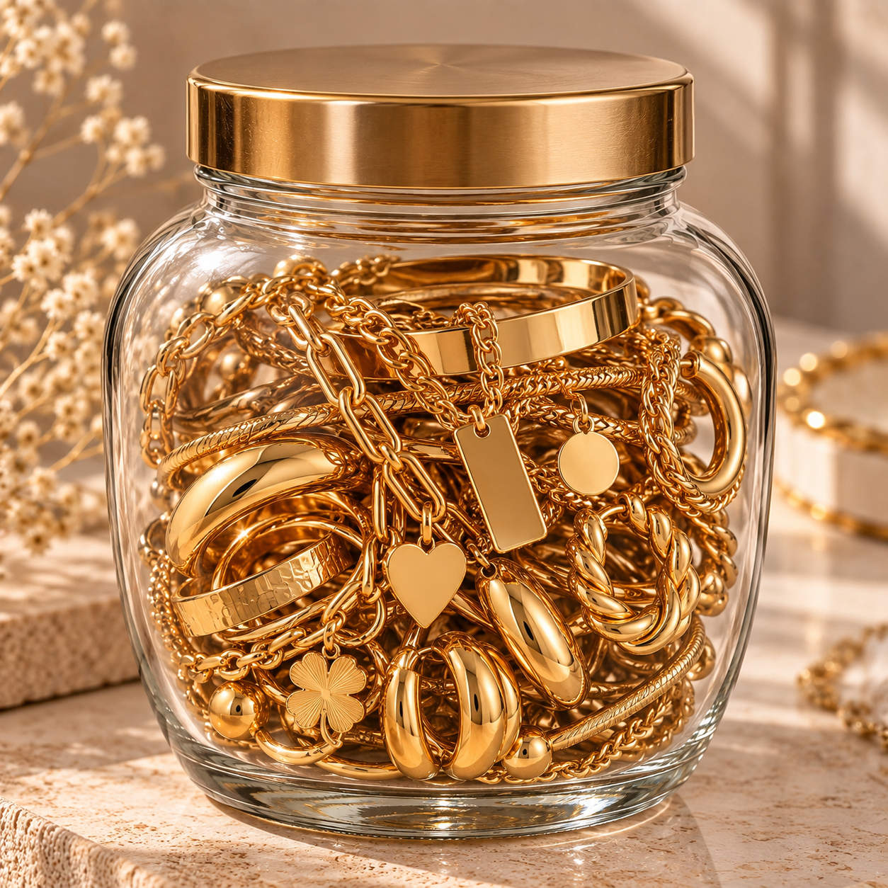LAX The Large Golden Treasure Mystery Jewellery Jar for Women